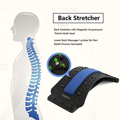 Product Cover Lower Back Stretcher with Magnetic Acupressure Points Multi-Level Back Massager Lumbar for Pain Relief Chronic Herniated Disc Sciatica Scoliosis Spinal Back Stretcher for Relieve Back Pain