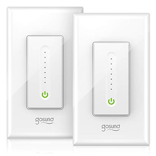 Product Cover Smart Dimmer Switch, Gosund Smart WiFi Light Switch Compatible with Alexa & Google Home, with Remote Control & Schedule, Neutral Wire Needed, Single-Pole, No Hub Required, Easy Installation (2 Pack)
