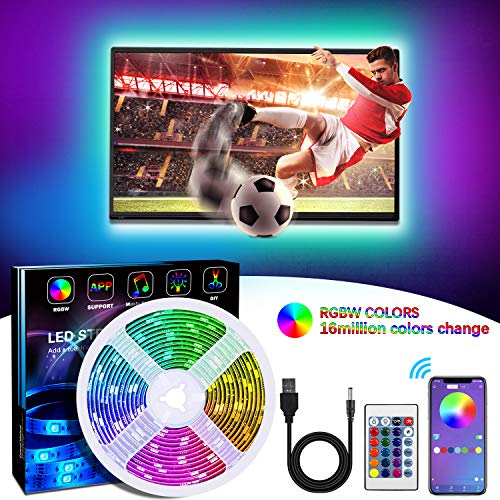 Product Cover LED Strip Lights TV LED Backlight RGB LED Strip USB Powered for 24 Inch-60 Inch TV,Mirror,PC, APP Control Sync to Music, Bias Lighting, 5050 RGB Waterproof IP65 for Android iOS
