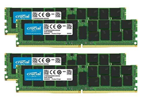 Product Cover Crucial Bundle with 128GB (4 x 32GB) DDR4 PC4-21300 2666MHz RDIMM (4 x CT32G4RFD4266), Dual Ranked Registered ECC Memory
