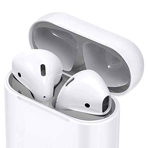 Product Cover Spigen Shine Shield Designed for Apple Airpods [2 Sets] Anti Dust Sticker for Airpods 1 & 2 - Metallic Silver