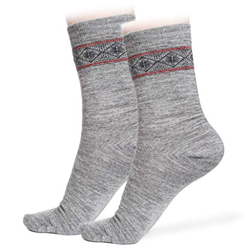 Product Cover Alpaca Wool Socks Nordic 2X Pairs for Women - Comfortable & Warm Winter | Ultra Durable (MEDIUM, 2x PAIRS GREY)