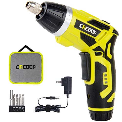 Product Cover CACOOP Cordless Electric Screwdriver Rechargeable, Power Screwdriver 2 Position Handle, Flashlight, 1/4