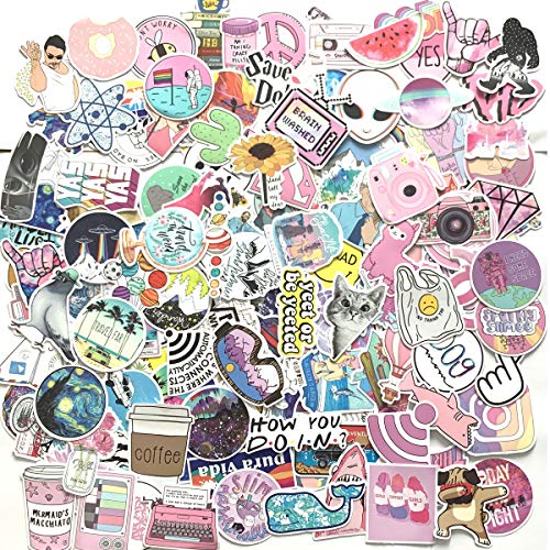 Product Cover 156 Pcs Cute Stickers,Laptop and Water Bottle Decal Sticker Pack for Teens, Girls, Women Vinyl Stickers Waterproof (Pink)