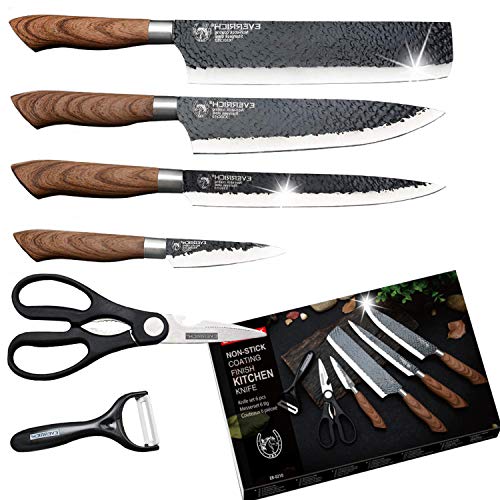 Product Cover Numola 6 Piece Black Professional Chef Knife Set Sharp Kitchen Knives with Exquisit Gift Box, High Carbon Stainless Steel Kitchen Knife Cutlery Set PP Handle with Full Tang