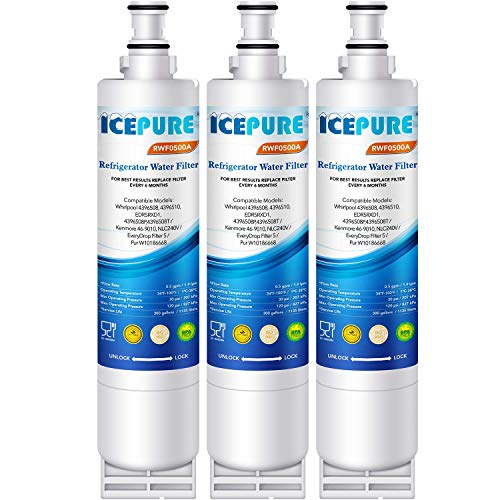 Product Cover ICEPURE 4396508 Refrigerator Water Filter Compatible with Whirlpool 4396510, edr5rxd1, filter 5, 4396547, 4392857, 4396918, wf285, sgf-w80, nl240v, rwf0500a 3 Pack