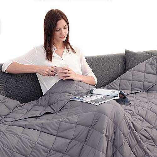 Product Cover Esinfy Weighted Blanket and Sofa Blanket Breathable Fabric | Improve Sleep Quality | 100% Cotton | Grey | (Grey, 48