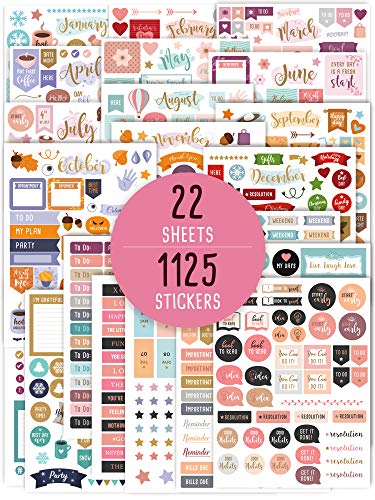 Product Cover Gorgeous Monthly Planner Stickers - 1125 Stunning Design Accessories Enhance and Simplify Your Planner, Journal and Calendar