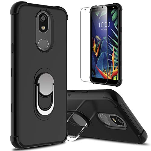 Product Cover lovpec LG K40 Case with Soft TPU Screen Protector, LG Solo LTE Case, LG Harmony 3 Case, LG K12 Plus Case, Ring Magnetic Holder Kickstand Shockproof Protection Phone Cover Case for LG X4 2019 (Black)
