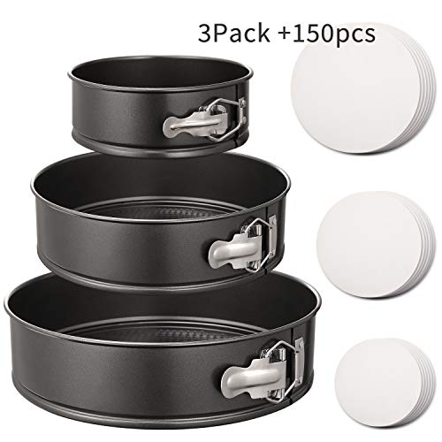 Product Cover Hiware Springform Pan Set of 3 Non-stick Cheesecake Pan, Leakproof Round Cake Pan Set Includes 3 Piece 6
