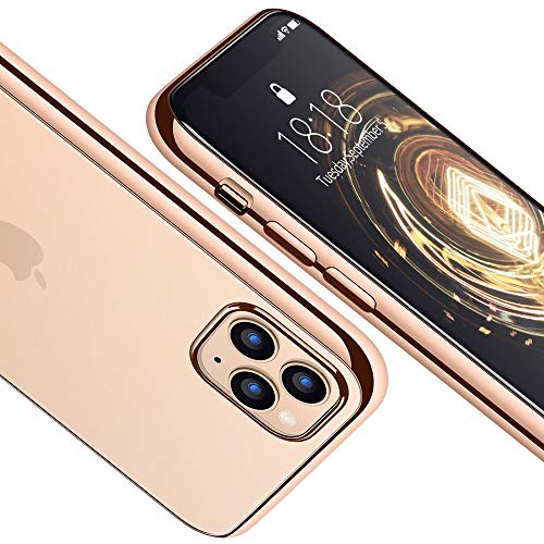 Product Cover DTTO iPhone 11 Pro Max Case, Slim Fit Clear Soft TPU Cover Case with Metal Luster Edge for 2019 Apple iPhone 6.5 Inch，Gold