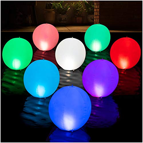 Product Cover HAPIKAY Solar Floating Pool Lights - Pack of 1 Solar Powered Color Changing 14 inch Balls for Pool Garden Backyard Decorations. Inflatable Floatable Hangable Wateproof RBG Lights