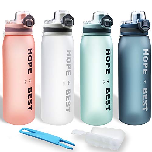 Product Cover HASAGEI Water Bottle Sports 30oz BPA-Free Tritan Plastic&Flip Top Leak Proof Lid One Click Open for Fitness Outdoor Enthusiasts or Daily Life
