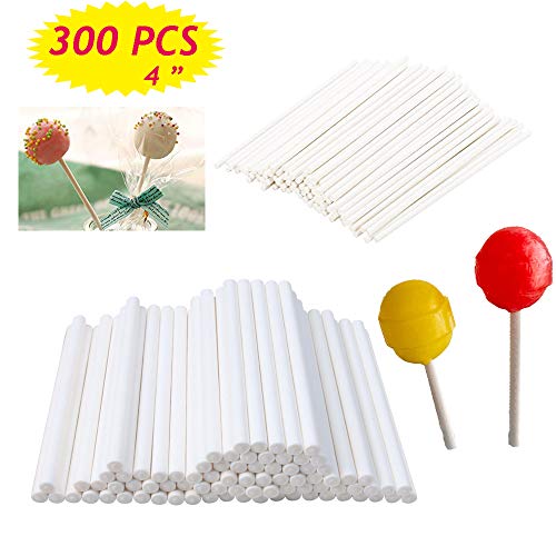 Product Cover 300Pcs 4 Inch White Lollipop Sticks for Chocolate and Cookie,Sucker Stick for Candy Melt,Dessert and Cake Pops