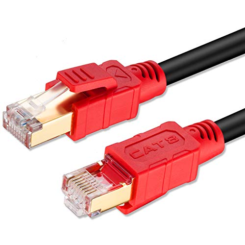 Product Cover Cat8 Ethernet Cable 25ft, MofaHz 26AWG Cat 8 LAN Network Cable 40Gbps 2000Mhz High Speed Gigabit Professional Premium SFTP Internet Cable Compatible with Cat7/Cat5/Cat5e/Cat6/Cat6e