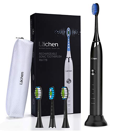 Product Cover Electric Toothbrush 48000VPM Wireless Fast Charging Sonic Electric Toothbrush 5 Cleaning Modes 2 Min Auto Timers 60 Day Battery Life Sonic Toothbrushes for Adults Black Rechargeable Toothbrush