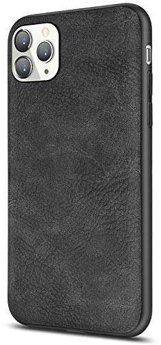 Product Cover Salawat for iPhone 11 Pro Max Case, Slim PU Leather Vintage Shockproof Phone Case Cover Lightweight Soft TPU Bumper Hard PC Hybrid Protective Case for iPhone 11 Pro Max 6.5 Inch 2019 (Black)