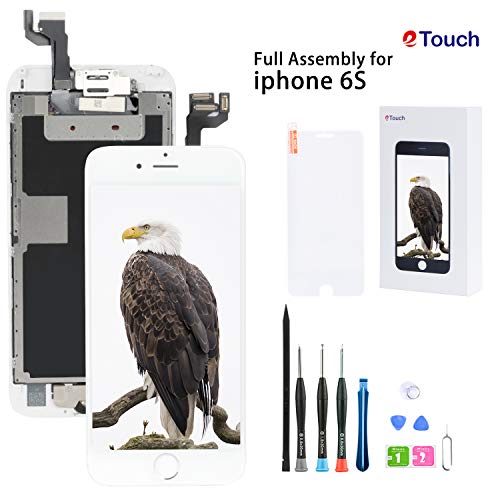Product Cover for iPhone 6S Screen Replacement White LCD Display Compatible,Full Assembly Touch Digitizer with Front Camera,Home Button,Sensor,Earpiece,Speaker, Full Repair Tools Kit+Screen Protector.