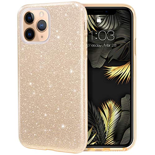Product Cover MILPROX iPhone 11 Pro Max Case, Bling Sparkly Glitter Luxury Shiny Sparker Shell, Protective 3 Layer Hybrid Anti-Slick Slim Soft Cover for iPhone 11 Pro Max 6.5 inch (2019)-Gold