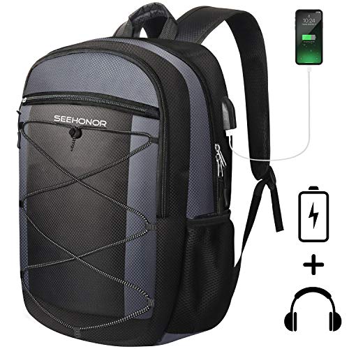 Product Cover Laptop Backpack, SEEHONOR Travel Laptop Backpack with USB Charging Port, 15.6 Inch Slim Business Computer Backpack for Men Women Water Resistant Anti Theft College Bookbag School Bag