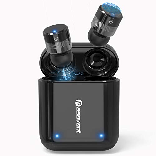 Product Cover Pasavant Wireless Earbuds, Updated Bluetooth 5.0 TWS Wireless Earphones Auto Pairing Bluetooth Headphones Small Earphones w Built-in Mic with Charging Case for Android & iPhone,T2 Plus (Black)
