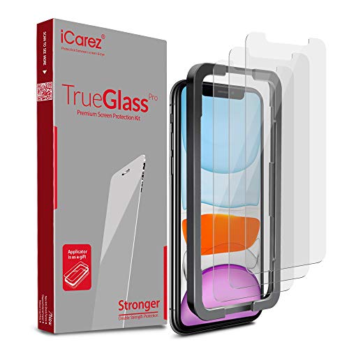Product Cover iCarez [Tempered Glass + Tray Installation] Screen Protector for iPhone 11 (2019) iPhone XR 6.1-Inch (Case Friendly) Easy Apply [ 3-Pack 0.33MM 9H 2.5D Clear]