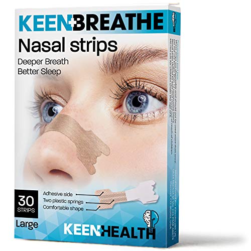 Product Cover Snoring Solution - Nasal Strips to Instantly Relieve Nasal Congestion - 30 Count Anti-Snoring Strips - Scentless Nose Strips - Keenhealth - Deeper Breath Better Sleep - K-NS-356