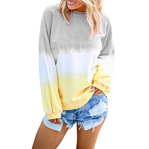 Product Cover Kansopa Women's Long Sleeve Crewneck Thin Tunic Shirt Blouses Tie Dye Casual Pullover Tops Sweatshirt