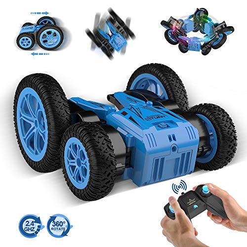 Product Cover Lanpn RC Stunt Cars for Kids 1:24 4WD Remote Control Car Toy, 2.4GHz Rechargeable Hobby RC Crawlers, Double Sided 360°Spin&Flips 180°Swinging with Led Head-lights, Birthday/Christmas for Boys and Girl
