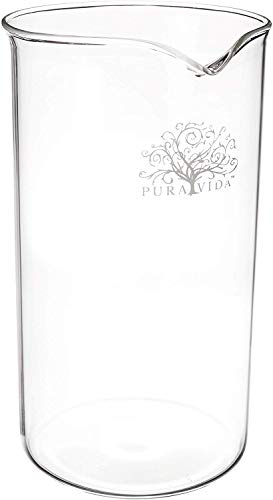 Product Cover Pura Vida French Press Replacement Glass 8 Cup, 34 Ounce, Universal Fit for Bodum Bonjour - THICK Heat Resistant Borosilicate Glass Carafe - Spare French Press Beaker for 34 oz, 1000 ml Coffee Press