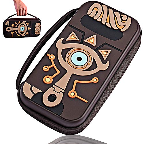 Product Cover KJ-KayJI Zelda Sheikah Slate Travel Carrying Case Compatible Nintendo Switch,Sheikah Slate Silicone Embossed Case for Nintendo Switch Console & Joy-con & Cable and More Accessories