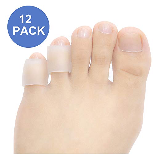 Product Cover JKcare Transparent Pinky Toe Sleeves, Silicone Corn Cushions Pads, 12 Pack Little Toe Protectors for Corn, Blister and Injured Toenail Protection