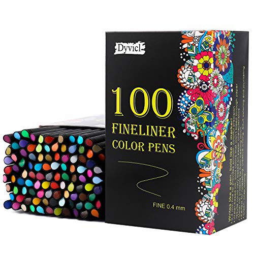 Product Cover Dyvicl Fineliner Fine Point Pens, 100 Colors 0.4mm Fineliner Color Pen Set Fine Point Markers Fine Tip Drawing Pens for Bullet Journaling Writing Note Taking Calendar Agenda Adult Coloring