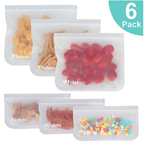 Product Cover 6 Pack Reusable Storage Bags Leakproof Easy Seal Ziplock Snack Bags for Food Storage Home Organization Eco-friendly