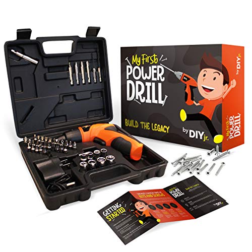 Product Cover My First Power Drill Set - Real Cordless Drill for Boys and Girls - Lightweight, LED Light, Child Size Kit, Carrying Case, Includes Bits, Charger, 5 Year Warranty