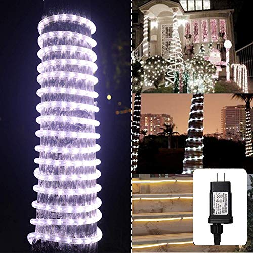Product Cover Twinkle Star LED Rope Lights Outdoor, 33 FT 240 LED, Low Voltage, Connectable Indoor Outdoor Garden Patio Party Weddings Christmas Decoration, White