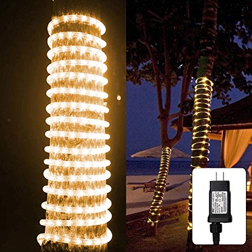 Product Cover Twinkle Star LED Rope Lights Outdoor, 33 FT 240 LED, Low Voltage, Connectable Indoor Outdoor Garden Patio Party Weddings Christmas Decoration, Warm White