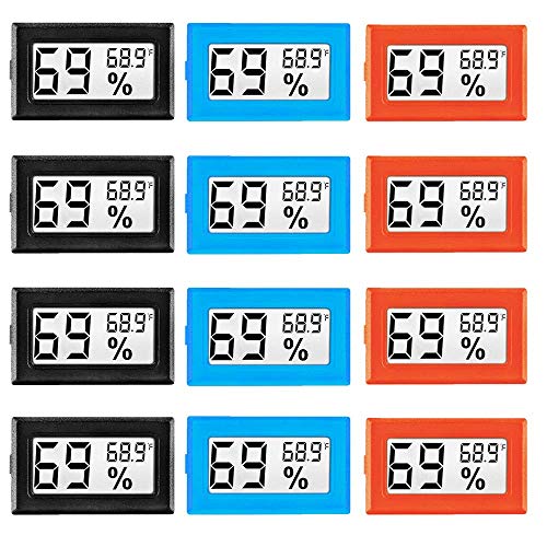 Product Cover LinkDm 12 Pack Mini Digital Electronic Temperature Humidity Meters Gauge Indoor Thermometer Hygrometer LCD Display Fahrenheit (℉) for Humidors, Greenhouse, Garden, Cellar, Fridge, Closet