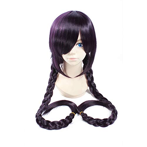 Product Cover Yamia Anime Cosplay Wig for Fukawa Toko, Long Braid Purple Black Wig Women Girls' Party Wigs with Free Cap