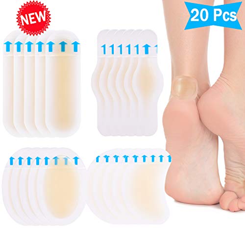 Product Cover Blister Pads, Blister Bandages, Blister Gel Guard, Waterproof Blister Prevention New Material Blister Cushions for Fingers, Toes, Forefoot, Heel (20 Pieces)