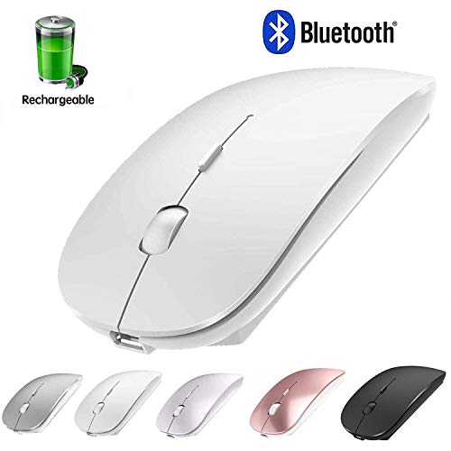 Product Cover Rechargeable Wireless Mouse for MacBook pro Bluetooth Mouse for MacBook pro Air Laptop MacBook Mac Windows (White)