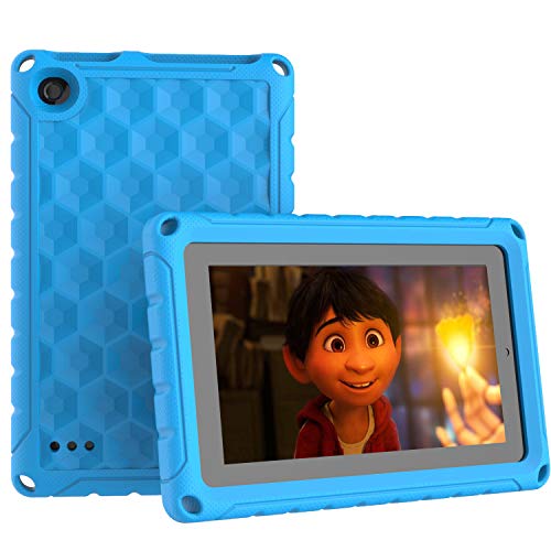 Product Cover TeeFity All-New Fire 7 Tablet Case 2019/2017, Shockproof Light Weight Protective Kids Case Cover for Amazon Kindle Fire 7 Inch Tablet (Compatible with 9th/7th/Generation, 2019/2017/ Release), Blue