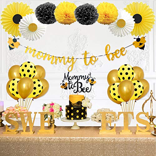 Product Cover Party Inspo Mommy to Bee Baby Shower Decorations Supplies Kit, Bumble Bee Decorations, Banner, Bee Cake Topper, Bee Balloons for Bumblebee Themed Party