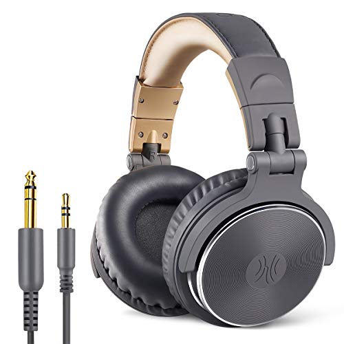 Product Cover OneOdio Over Ear Headphone, Wired Bass Headsets with 50mm Driver, Foldable Lightweight Headphones with Shareport and Mic for Recording Monitoring Mixing Podcast Guitar PC TV - (Grey)