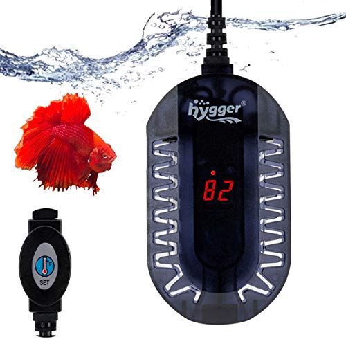 Product Cover Hygger 50W Mini Submersible Digital Display Aquarium Heater for Small Fish Tank, Compact and Fast Heating Thermostat, with External Controller and Built-in Thermometer, for Betta, Turtle
