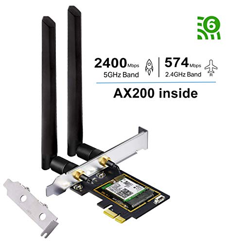 Product Cover OKN WiFi 6 AX200 PCIE WiFi Card 2974Mbps with Bluetooth 5.0, 802.11AX Dual Band 5GHz/2.4GHz Wireless PCIe Adapter for PC Desktop,Support Windows 10 64bit/ Linux