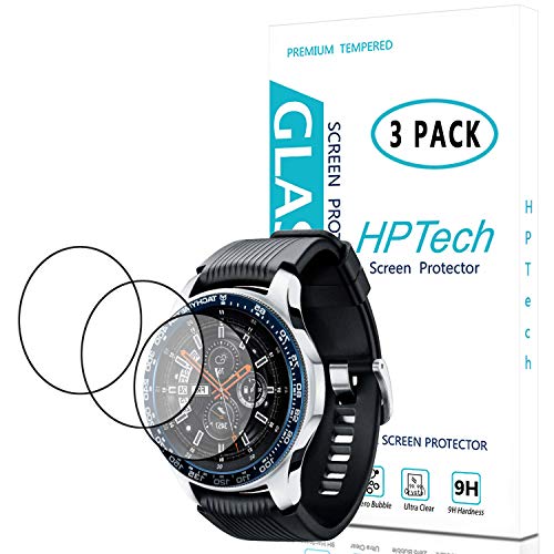 Product Cover HPTech Galaxy Watch 46mm Screen Protector - (3-Pack) Tempered Glass Film for Samsung Galaxy Watch 46mm / Gear S3 Classic/Gear S3 Frontier Easy to Install with Lifetime Replacement Warranty