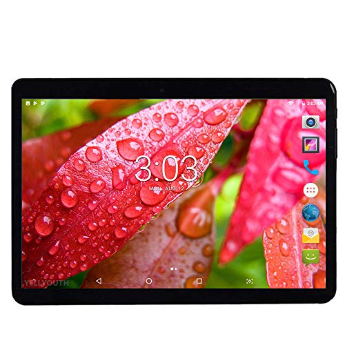 Product Cover YELLYOUTH Android Tablet 10 inch with Sim Card Slots 2.5D Curved Glass Touch Screen 4GB RAM 64GB ROM Octa Core 3G Unlocked GSM Phone Tablet PC Compatible with WiFi Bluetooth GPS (Black)