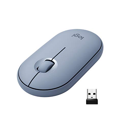 Product Cover Logitech Pebble M350 Wireless Mouse with Bluetooth or USB - Silent, Slim Computer Mouse with Quiet Click for Laptop, Notebook, PC and Mac - Blue Grey