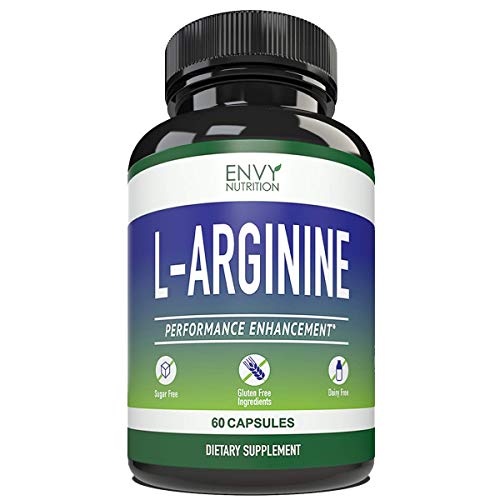 Product Cover Envy Nutrition L- ARGININE - Performance Enhancement Supplements for Muscle Growth, Vascularity, Endurance and Heart Health - 60 Capsules.